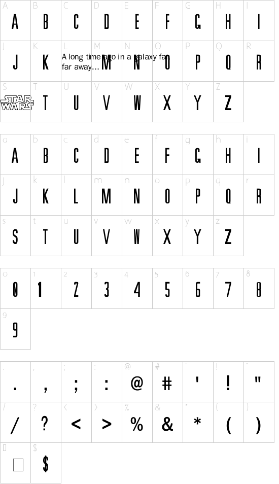 SW Crawl Title Character Map