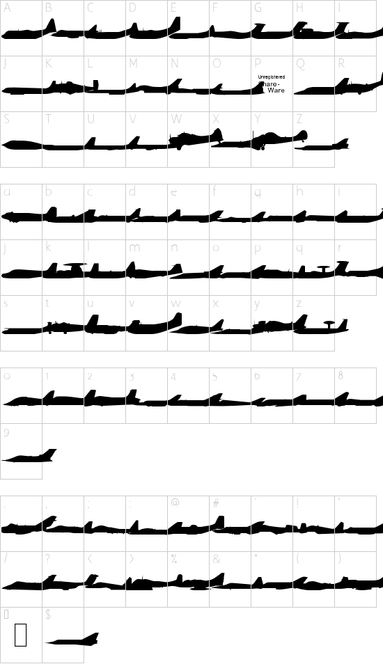 Planes-S-Modern Character Map