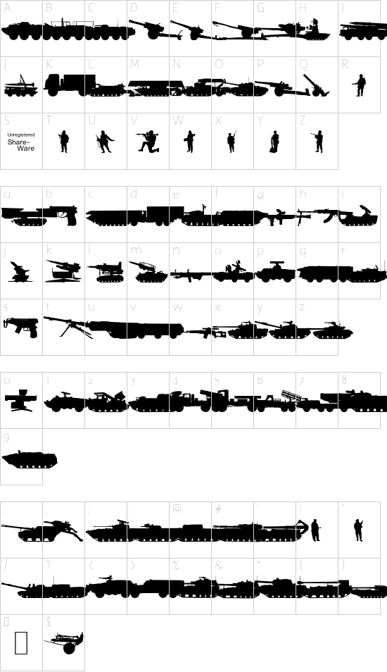 Soviet-Kit Character Map