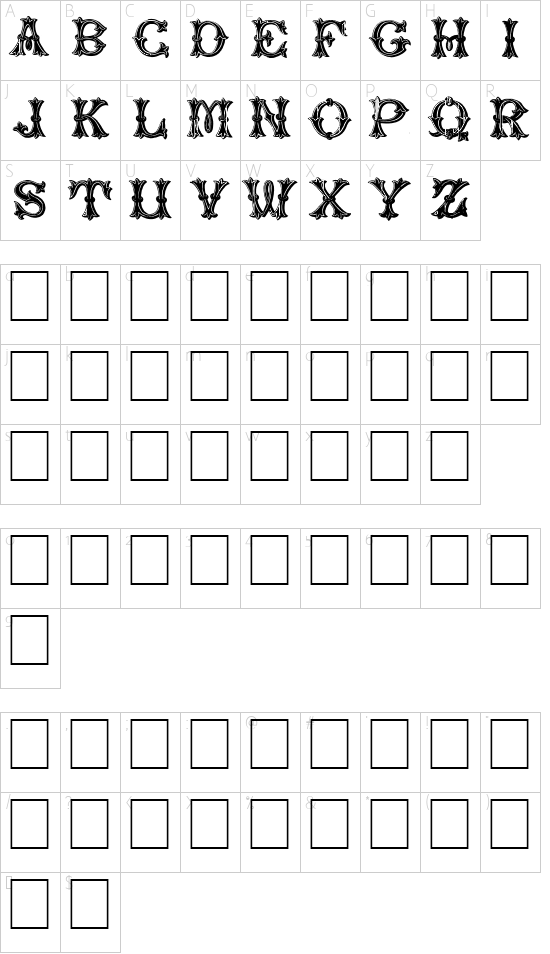TrefoilCapitals Character Map