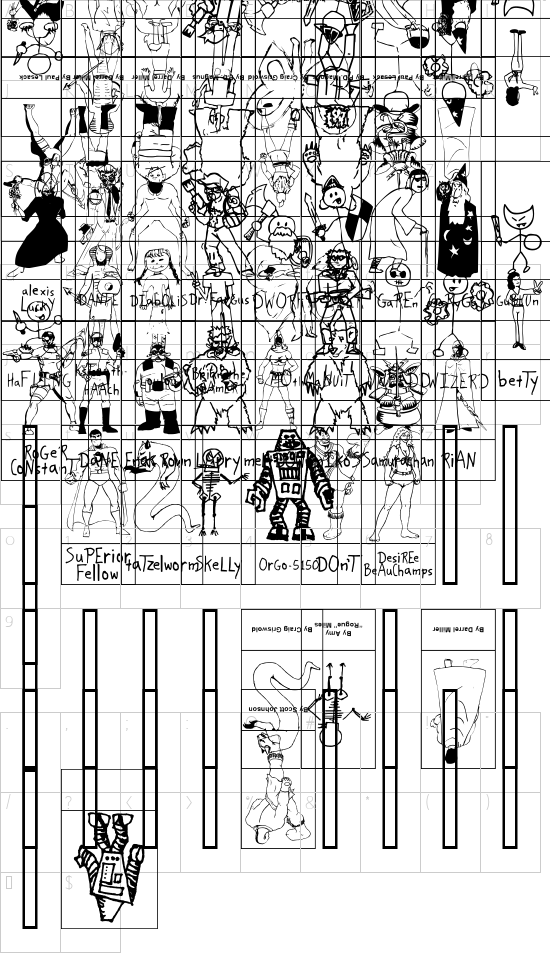 SPARKS Scrapbook Character Map