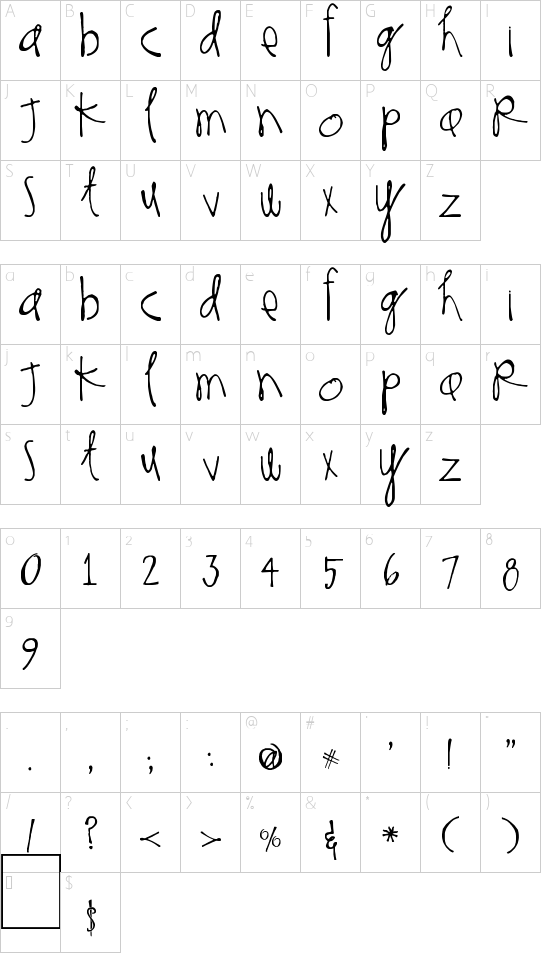 Thinking of You Character Map