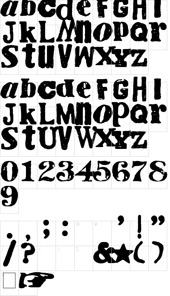Cry Kitty Character Map