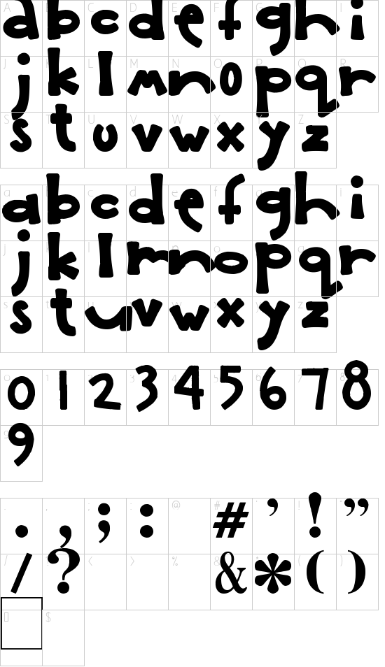 Gentle Redhead Character Map