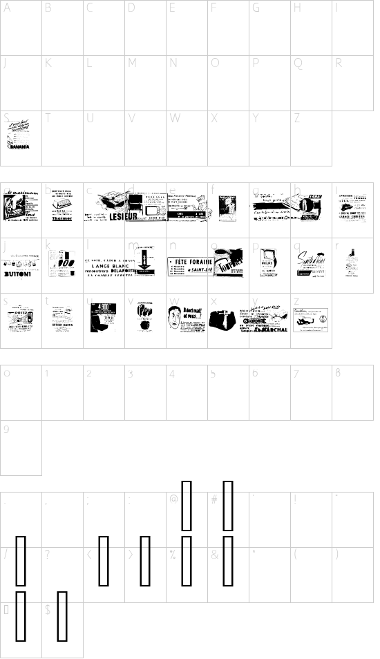 Reclame Character Map