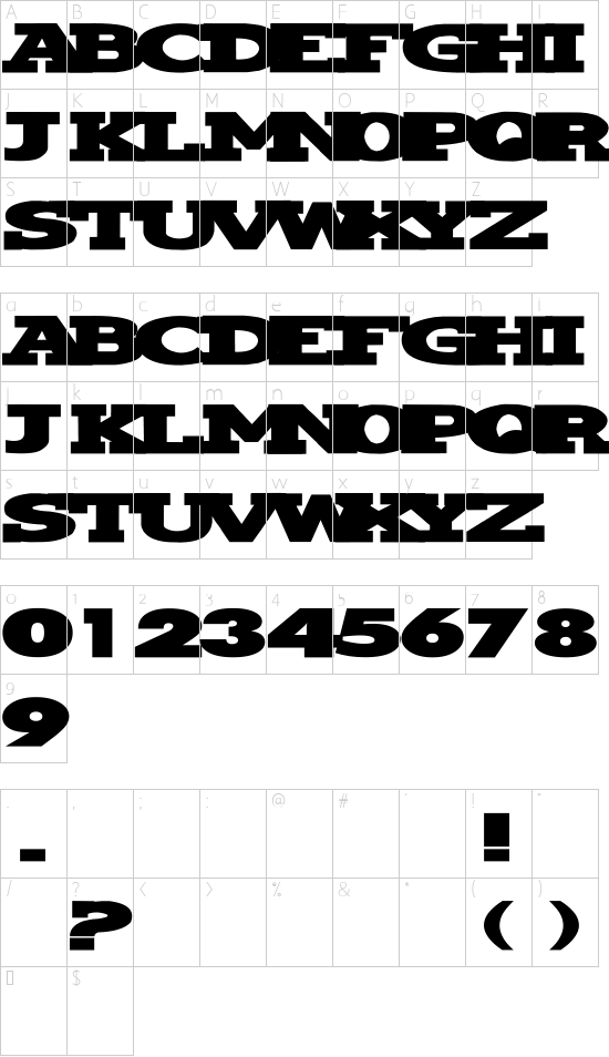 NewWGL4Font Character Map