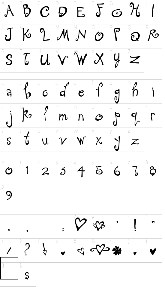 Tingle Institute Character Map