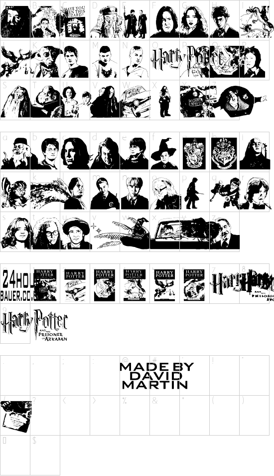 Harry Potter and the Dingbats Character Map