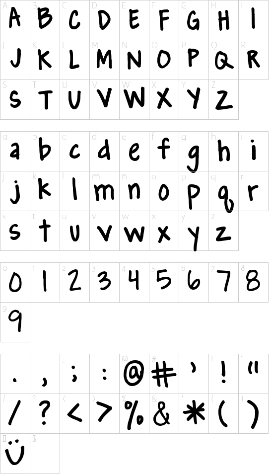 Pea Angedawn Character Map