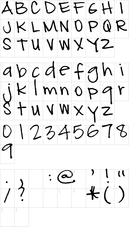 Pea Glo-Girl Character Map