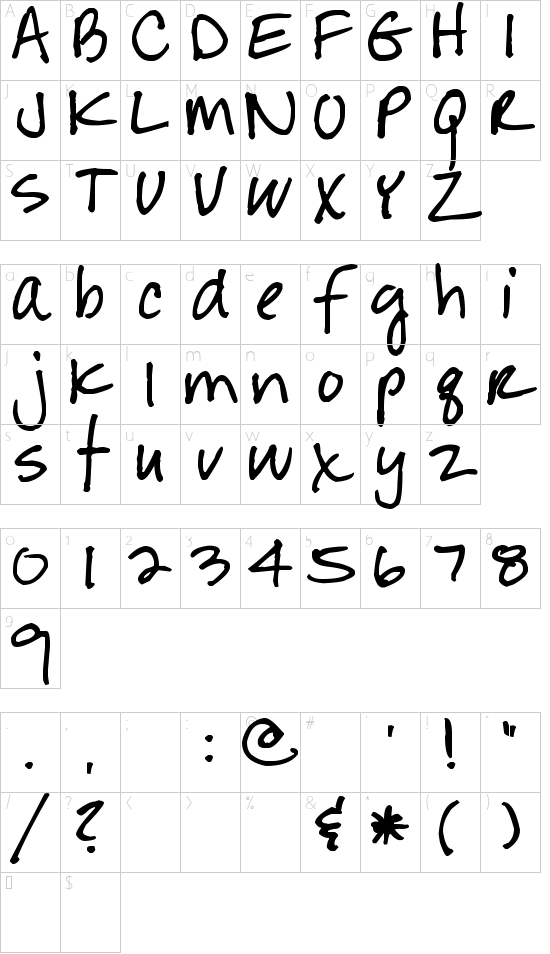 Pea Jean Character Map