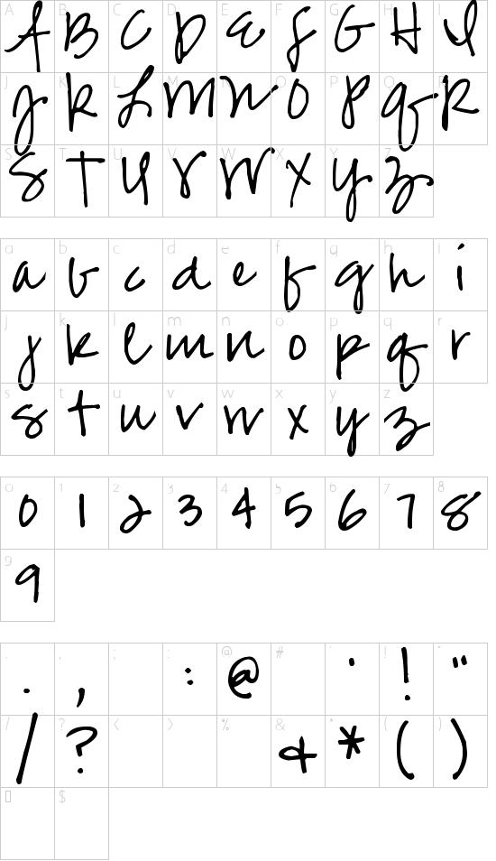 Pea Jenny Script Character Map