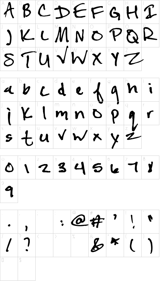 Pea Liz Character Map